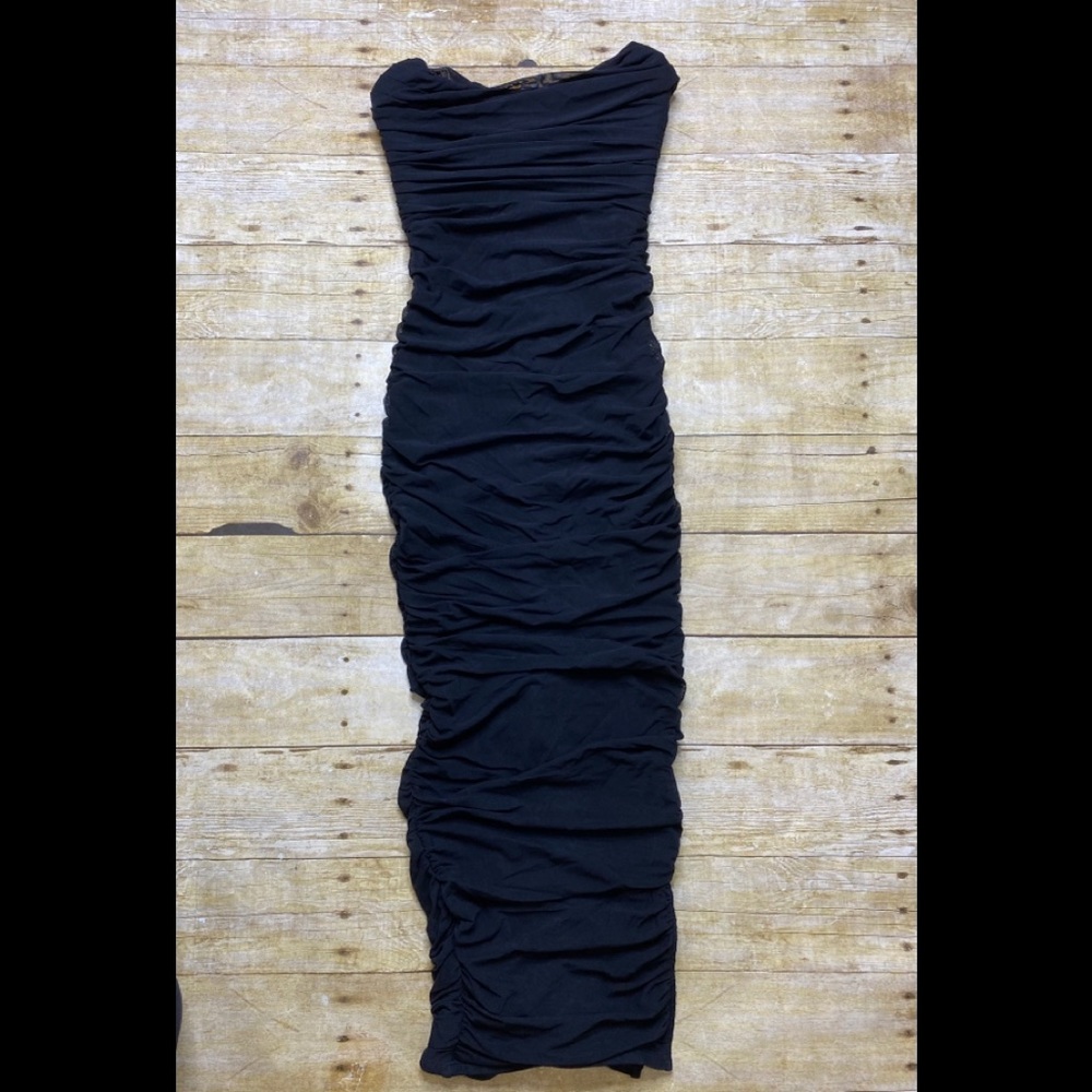 NWT Oh Polly mesh ruched midi strapless dress